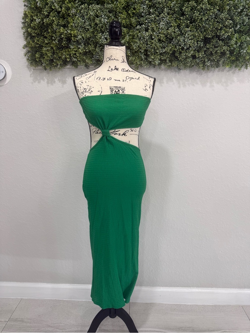 SHEIN Green Strapless Cutout Bodycon Maxi Dress